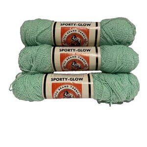 Fox Brand Yarns Baby Green Metallic Threads 2 Oz Lot of 8 Skeins Dupont USA Made